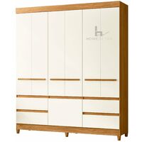 Utille 6 Door Wardrobe Storage Unit with Built-in Shelving, Oak & Off White