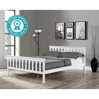 White Wooden Double Size Bed Frame