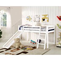 Newark White Wooden Kids Bed Mid-Sleeper with Slide