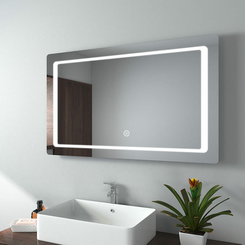 Wohnen & Einrichten Wohnaccessoires Spiegel Badspiegel EMKE LED Badspiegel 100x60cm Wandspiegel mit 