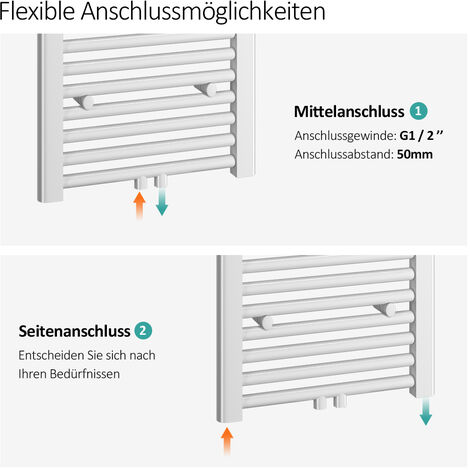 EMKE Badheizkörper 750x400 mm Handtuchheizkörper Horizontal Heizkörper Röhrenheizkörper , Handtuchwärmer Mittelanschluss sehr angenehme Strahlungswärme Anthrazit 244W