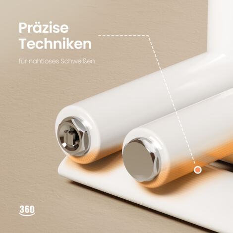 EMKE Oval Badheizkörper Handtuchhalter 1120x400 mm Handtuchheizkörper Seitenanschluss Handtuchheizkörper Warmwasser Weiß 388 Watt