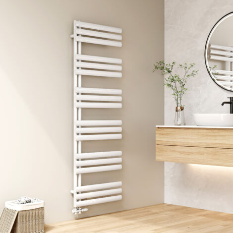 EMKE Oval Badheizkörper Handtuchhalter 1740x600 mm Handtuchheizkörper Seitenanschluss Handtuchheizkörper Warmwasser Weiß 815 Watt