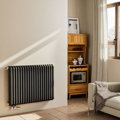 EMKE Heizkörper 600x840 mm D Geformt Design Heizkörper Flach Doppellagig Paneelheizkörper Flachheizkörper Seitenanschluss Anthrazit 1383W (1/5)