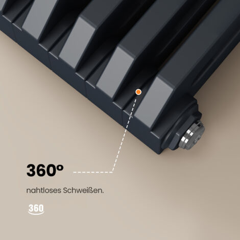 EMKE Heizkörper 1800x348 mm D Geformt Design Heizkörper Flach Doppellagig Paneelheizkörper Flachheizkörper Seitenanschluss Anthrazit 1611W