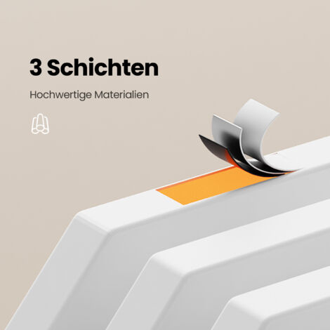 EMKE Heizkörper 600x594 mm D geformt Paneelheizkörper Horizontal Design Heizkörper Doppellagig Flachheizkörper Seitenanschluss Weiß 969W