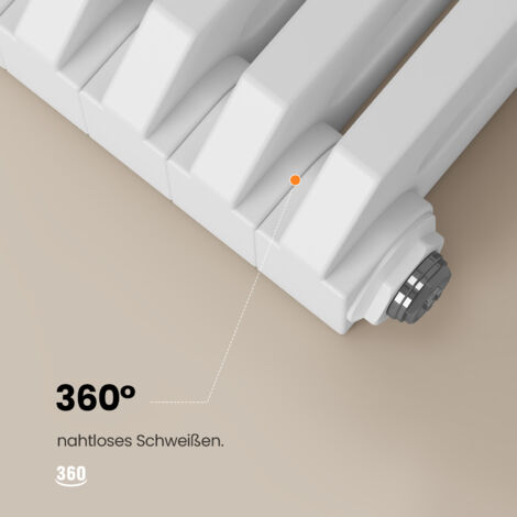 EMKE Heizkörper 600x594 mm D geformt Paneelheizkörper Horizontal Design Heizkörper Doppellagig Flachheizkörper Seitenanschluss Weiß 969W