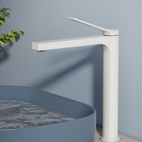 EMKE Wasserhahn Waschbeckenarmaturen 335 x 233 x 46 mm Weiß Mischbatterie Küchenarmatur mit Luftsprudler Waschtischarmatur