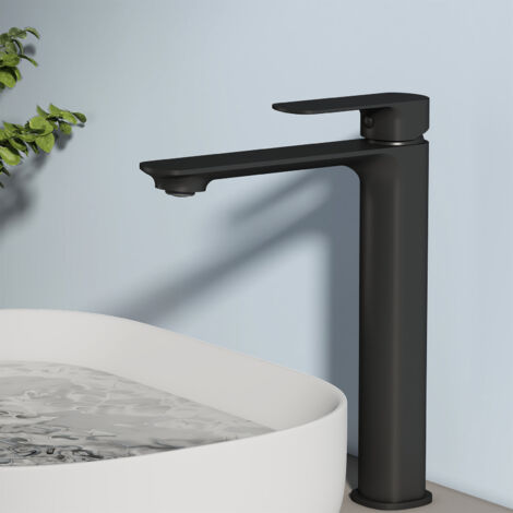 EMKE Wasserhahn Bad 215 x 269 x 49 mm Schwarz Matt Mischbatterie Waschbecken Küchenarmatur mit Perlator Waschtischarmatur