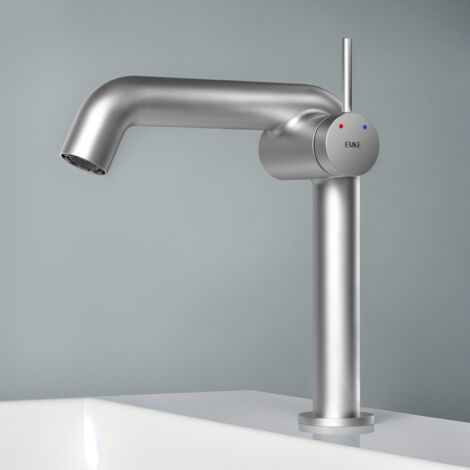 EMKE Wasserhahn Bad 222 x 200 x 76 mm Chrom Badarmatur mit Luftsprudler Waschtischarmatur Mischbatterie Waschbecken-Armatur