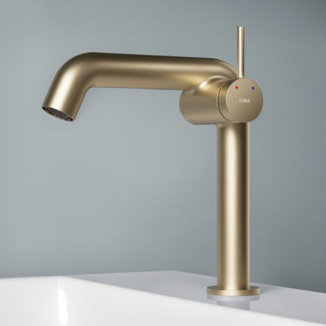 EMKE Wasserhahn Bad 222 x 200 x 76 mm Champagnergold Badarmatur mit Luftsprudler Waschtischarmatur Mischbatterie Waschbecken-Armatur