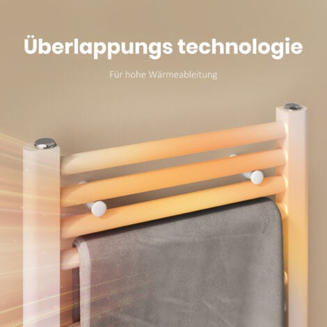 EMKE Badheizkörper Handtuchtrockner Handtuchwärmer 50x160cm, 690 Watt Weiß Bad-Heizkörper Mittelanschluss
