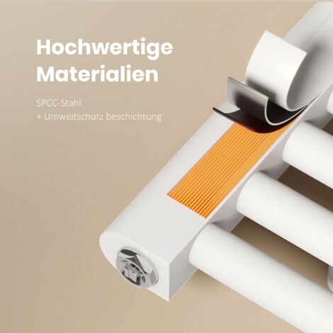 EMKE Badheizkörper Handtuchtrockner Handtuchwärmer 50x160cm, 690 Watt Weiß Bad-Heizkörper Mittelanschluss
