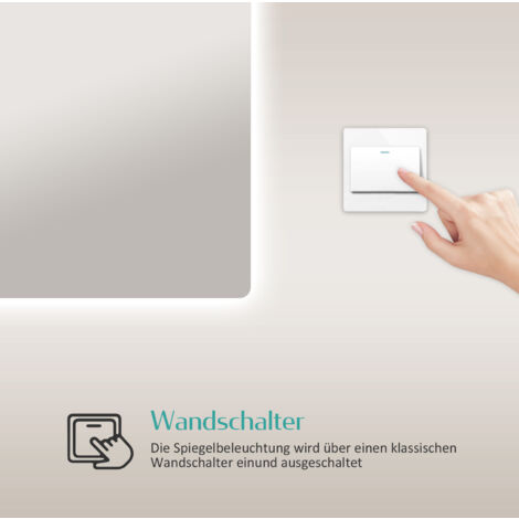 EMKE Badspiegel LED Badezimmerspiegel Badspiegel Energie Sparen 80x60cm, Kaltweißer Beleuchtung