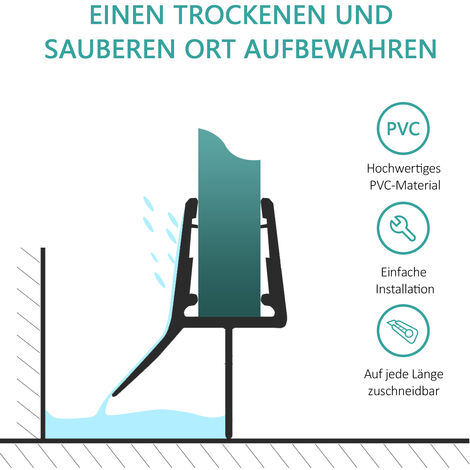 EMKE Ersatzdichtung Wasserabweiser Duschdichtung Schwallschutz Duschkabine Bad, 7-8mm Glas 1000mm, 1 Stück