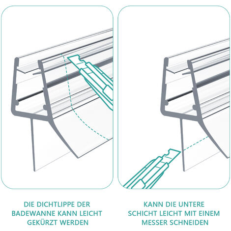 EMKE Ersatzdichtung Wasserabweiser Duschdichtung Schwallschutz Duschkabine Bad, 7-8mm Glas 1000mm, 1 Stück