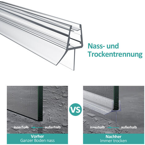 EMKE Ersatzdichtung Wasserabweiser Duschdichtung Schwallschutz Duschkabine Bad, 7-8mm Glas 1000mm, 1 Stück
