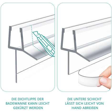EMKE Ersatzdichtung Dichtkeder Für 4-6mm Glasdicke Wasserabweiser 600mm Duschdichtung Duschkabine Mit Abreißbare Dichtungslippe