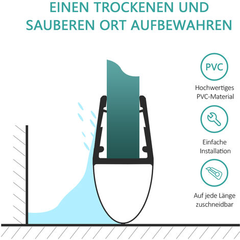 EMKE Ersatzdichtung Wasserabweiser Duschdichtung Schwallschutz Duschkabine Bad 4-6mm Glas 800mm, 1 Stück