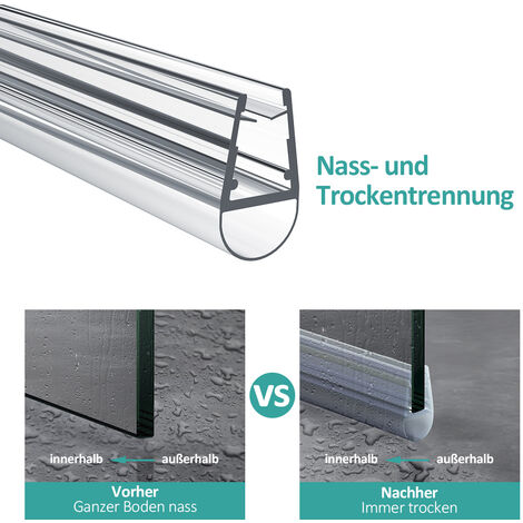 EMKE Ersatzdichtung Wasserabweiser Duschdichtung Schwallschutz Duschkabine Bad 4-6mm Glas 800mm, 1 Stück