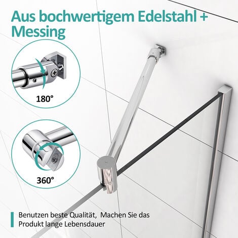 EMKE Wandhalterung Duschwand Stabilisator Dusche Duschwand Stabilisierungsstange Edelstahl 700-1200mm Eckig