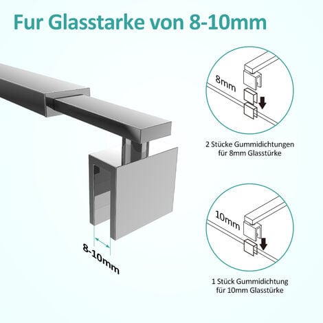EMKE Wandhalterung Duschwand Stabilisator Dusche Duschwand Stabilisierungsstange Edelstahl 700-1200mm Eckig