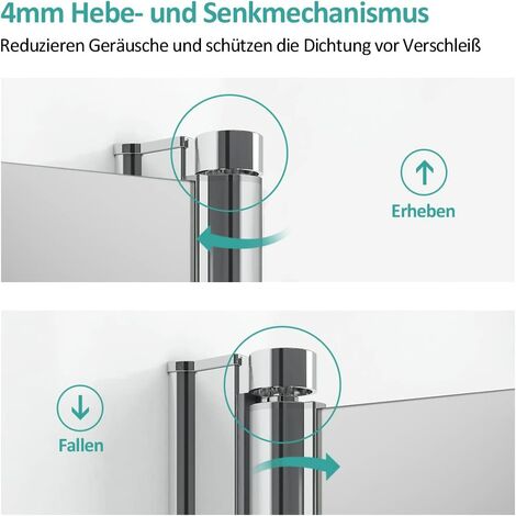 EMKE Eckeinstieg Duschkabine 90x90cm Duschabtrennung Pendeltür Duschwand Schwingtür Duschtür Mit Seitenwand Höhe 185cm