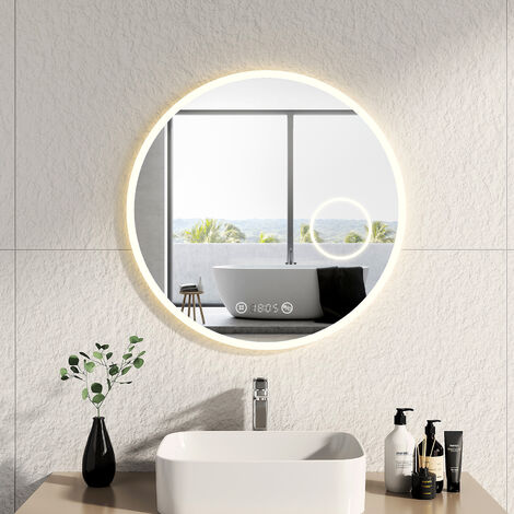 LED Wandspiegel mit Beleuchtung Spiegel rund TALOS Badspiegel Bad Dekospiegel 