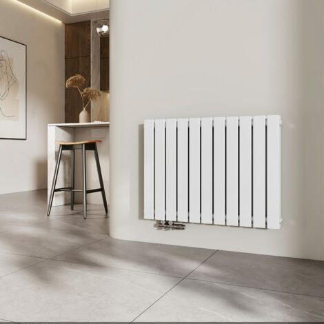 EMKE Heizkörper Flach Design Paneelheizkörper Seitenanschluss Horizontal, Doppellagig, Weiß, 63x85cm, 1136W