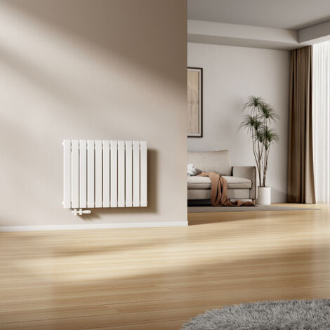 EMKE Heizkörper Flach Design Paneelheizkörper Seitenanschluss Horizontal, Einlagig, Weiß, 63x85cm, 618W