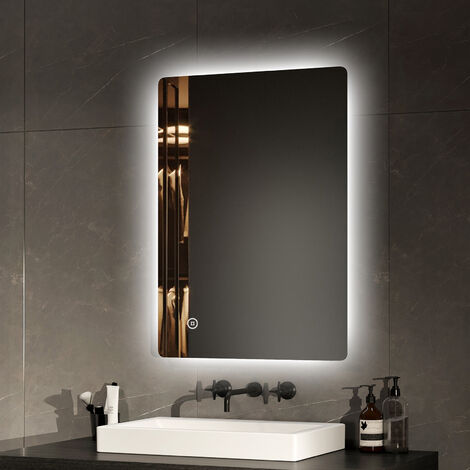 EMKE Badspiegel LED 50x70cm Badezimmerspiegel mit Kaltweißer