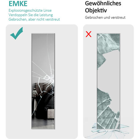 EMKE Standspiegel mit Rahmen aus Aluminiumlegierung, 160x40cm HD Groß  Ganzkörperspiegel mit Haken, Rechteckiger Hochspiegel für Wohnzimmer