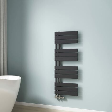 EMKE Handtuchwärmer Anthrazit Flach 1041x400 mm, Badheizkörper für Badezimmer Handtuchtrockner, Panel Handtuchhalter Seitenanschluss für Wasser 456W