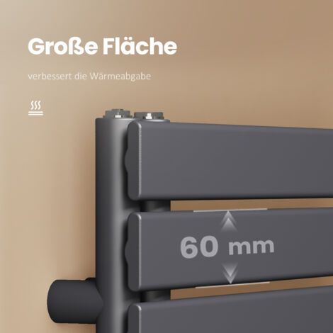 EMKE Handtuchwärmer Anthrazit Flach 1041x400 mm, Badheizkörper für Badezimmer Handtuchtrockner, Panel Handtuchhalter Seitenanschluss für Wasser 456W