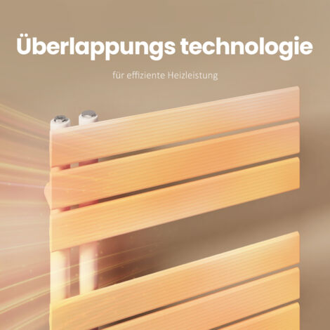 EMKE Badheizkörper Weiß Flach 1320x600 mm, Handtuchwärmer für Badezimmer Handtuchtrockner, Panel Handtuchhalter Seitenanschluss für Wasser 798W