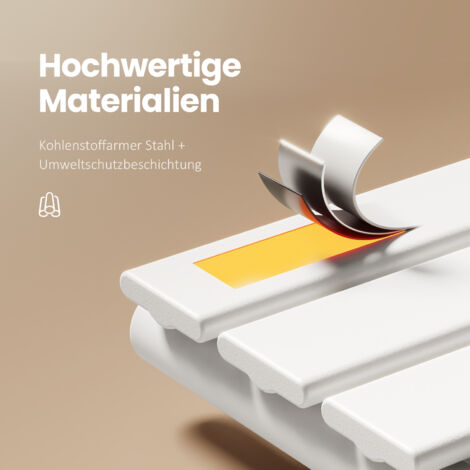 EMKE Badheizkörper Weiß Flach 1320x600 mm, Handtuchwärmer für Badezimmer Handtuchtrockner, Panel Handtuchhalter Seitenanschluss für Wasser 798W