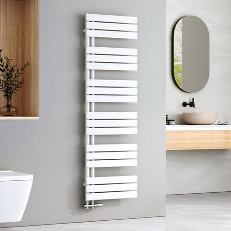 EMKE Badheizkörper Weiß Flach 1599x500 mm, Handtuchwärmer für Badezimmer Handtuchtrockner, Panel Handtuchhalter Seitenanschluss für Wasser 794W