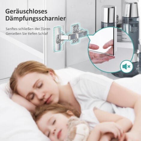 EMKE Spiegelschrank mit Spiegel unsichtbarer Griff Wandspiegel mit Badschrankmit höhenverstellbarem badezimmerschrank Laminat (Weiß, 60x65cm)