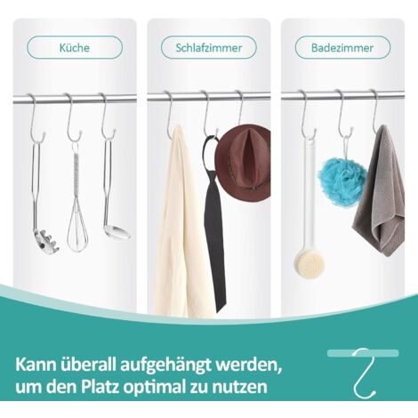 XIYUAN S-Haken Set – 12 Stück, 25,4 Cm Lang, Aus Aluminiumlegierung, Schwarz, Vielseitig Einsetzbar