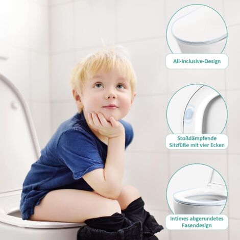 EMKE WC Sitz Toilettendeckel mit absenkautomatik, D-Form Klodeckel Weiß Klobrille Abnehmbar Toilettensitz bis 200KG
