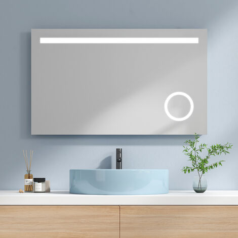 S'AFIELINA Badspiegel mit Beleuchtung 100x60cm LED Badspiegel mit