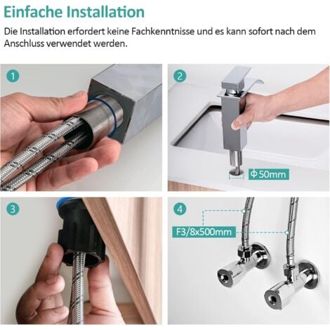EMKE Waschtischarmatur Wasserfall, Waschbecken Wasserhahn für Badezimmer, Badarmatur aus Edelstahl, Einhebelmischer für Waschbecken mit Auslauf Höhe 117 mm, Chrom