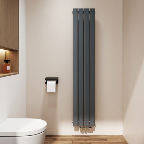 EMKE Heizkörper Flach Heizkörper Design Paneelheizkörper Vertikal, Einlagig, Mittelanschluss, 160x30cm, 557W, Anthrazit