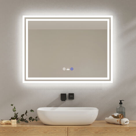 EMKE LED Badspiegel mit Bewegungssensor Badezimmerspiegel mit Beleuchtung IP44 Beschlagfrei Lichtspiegel Wandspiegel
3 Licht Dimmbar Touchschalter 80x60cm