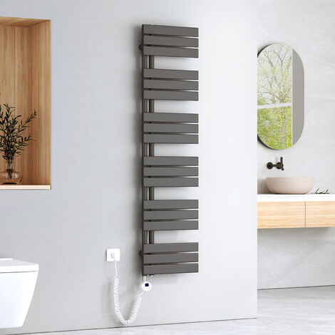 EMKE Elektrischer Badheizkörper 160 x 40 cm 800 W Anthrazit Handtuchwärmer mit WiFi Tuya App-Steuerung IPX4 4 Modi