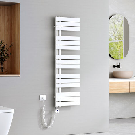 EMKE Elektrisch Badheizkörper Plattenheizkörper HandtuchhalterHandtuchtrokner Handtuchheizkörper inkl Heizstab mit timer Weiß 1320x400mm