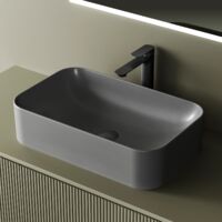 EMKE Aufsatzwaschbecken 61 x 38 x 15 cm Grau Matt Design Waschbecken Keramikwaschtisch