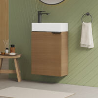 EMKE Schmale Waschtischunterschränke fürs Bad Hängender Waschbeckenunterschrank mit Keramikwaschbecken 41.7 × 24 × 64.6 cm Sonoma Oak