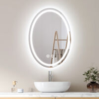 EMKE Oval LED Spiegel mit 3 Lichtfarbe Dimmbar 60 x 80 cm Antibeschlag Badspiegel