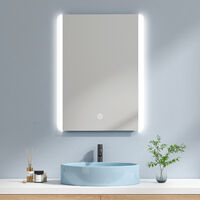 EMKE LED Badezimmerspiegel 80x60cm Badspiegel mit Kaltweißer Beleuchtung Touch-schalter und Beschlagfrei